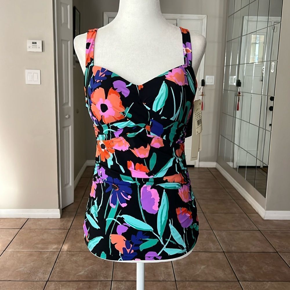 Profile by Gottex Floral D Cup Underwire Tankini Swim Top 34D